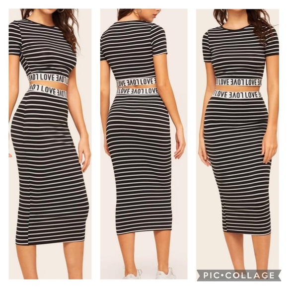 Dresses & Skirts - Love Graphic crop top skirt set